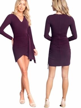 Dress The Population Aila Asymmetrical Waist Drape Mini Dress